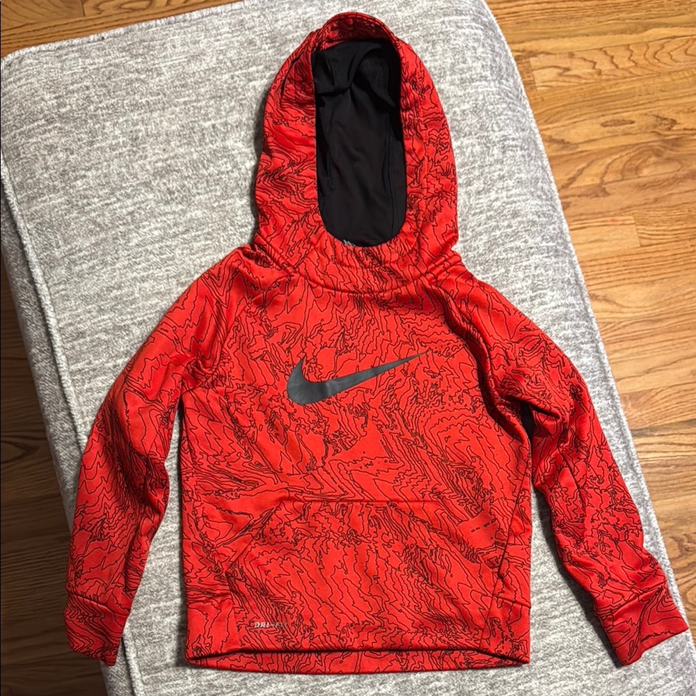 Nike Dri Fit Little Boys Sz 5 Small Hoodie Red Black